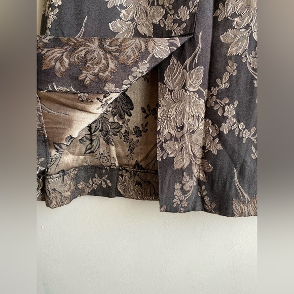 Vtg Unbranded Bronze & Gold Metallic Brocade Floral Pencil Skirt - Picture 6 of 8